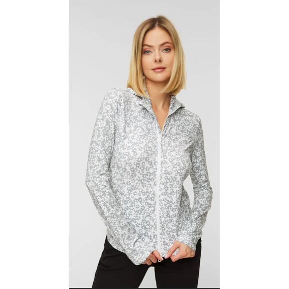 🌸 G/FORE Women's Outline Floral Cozy Jersey Full Zip Mid Layer Golf Jacket (XL) - Picture 2 of 11